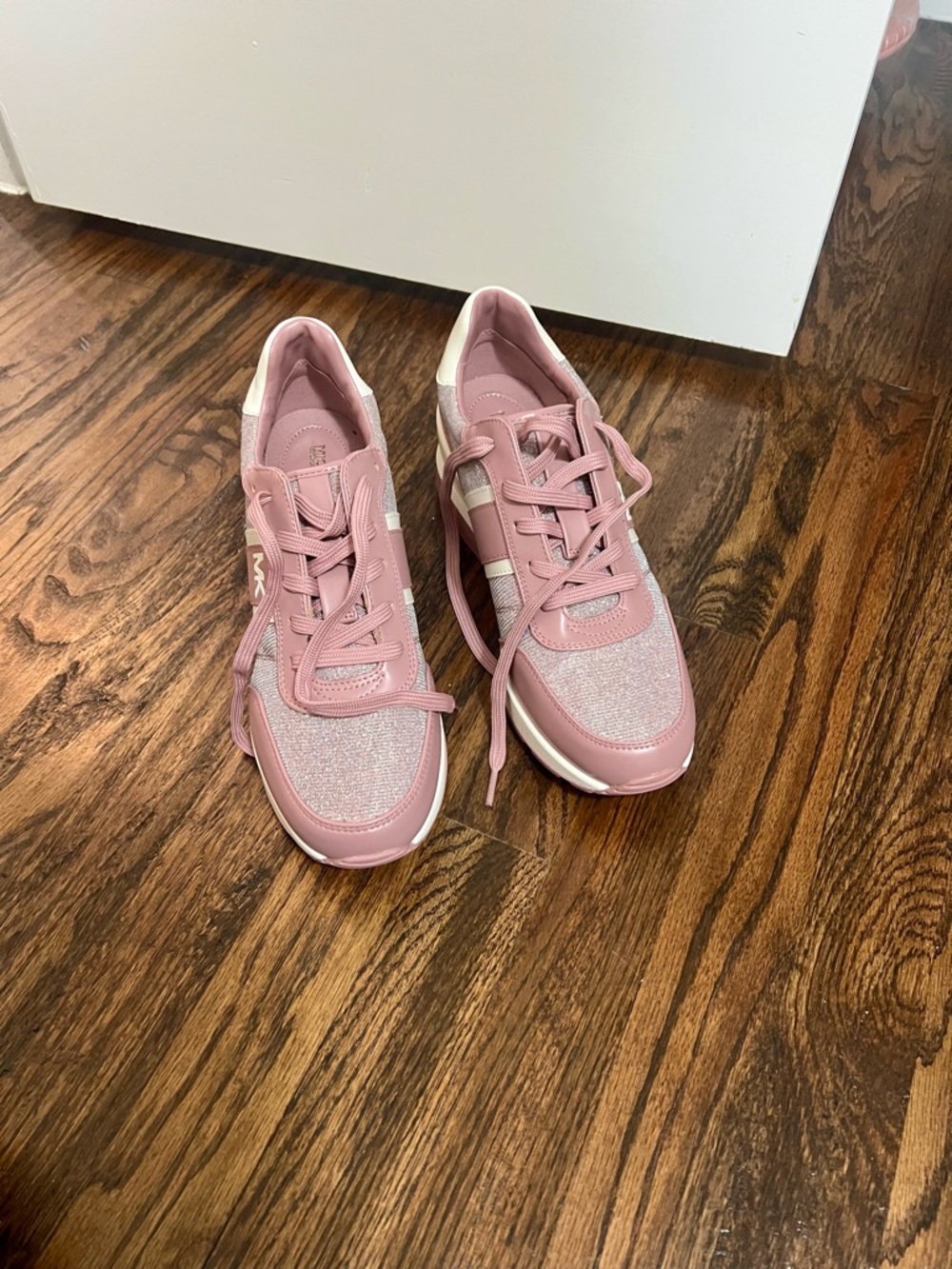 Michael Kors Dusty Pink and White Platform Sneakers - Picture 2 of 3